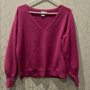 ICHI Ihalpa magenta pink sweater puff sleeves size XL